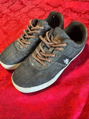 U.S. Polo Assn. Men's Charcoal Canvas Sneakers with Brown Laces
